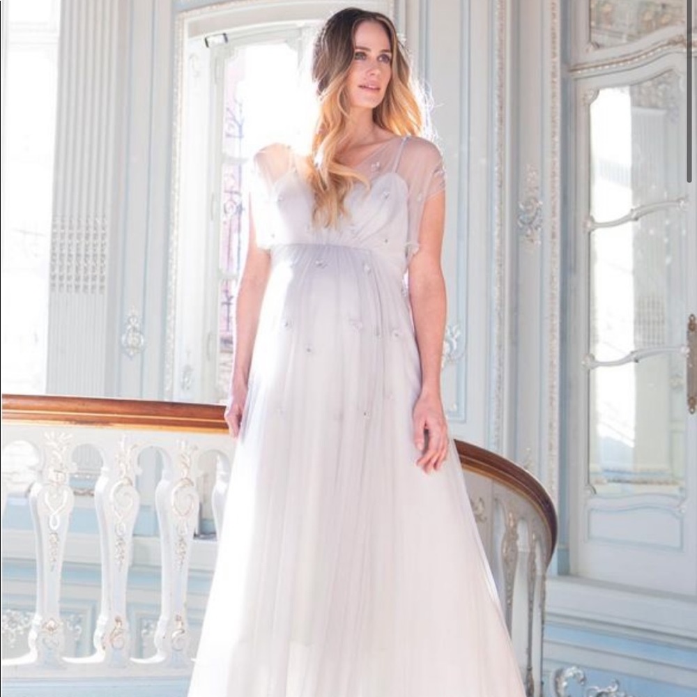 Mist Grey Grecian Maternity Gown